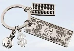 "New" Stylish Y2K Dollar & Abacus Keychain 13