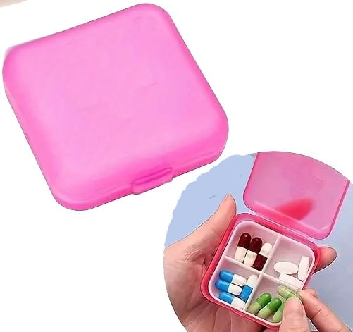 "New" Portable Travel Pill Case - Four-Compartment Mini Medicine Box 14