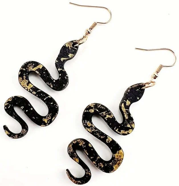 "New" Unique Snake-Shaped Wooden Dangle Earrings 18