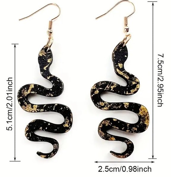 "New" Unique Snake-Shaped Wooden Dangle Earrings 18