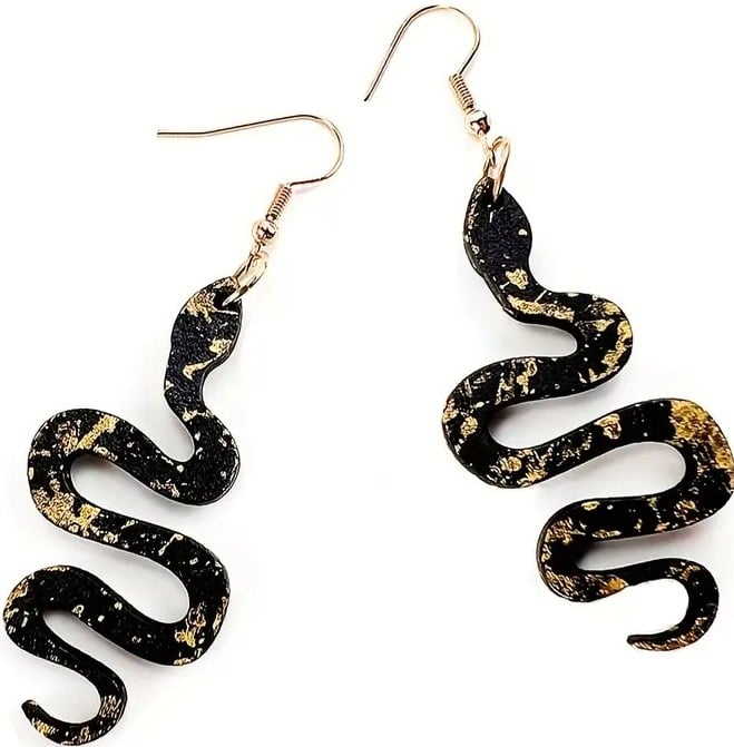 "New" Unique Snake-Shaped Wooden Dangle Earrings 18