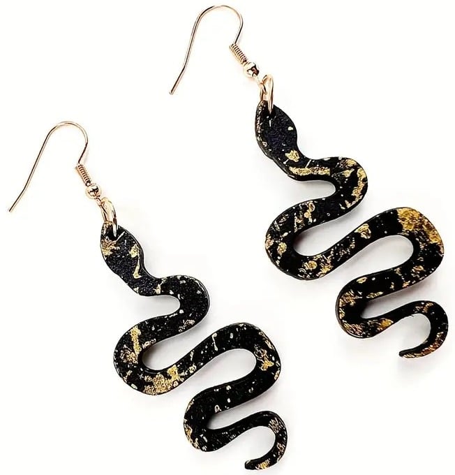 "New" Unique Snake-Shaped Wooden Dangle Earrings 18