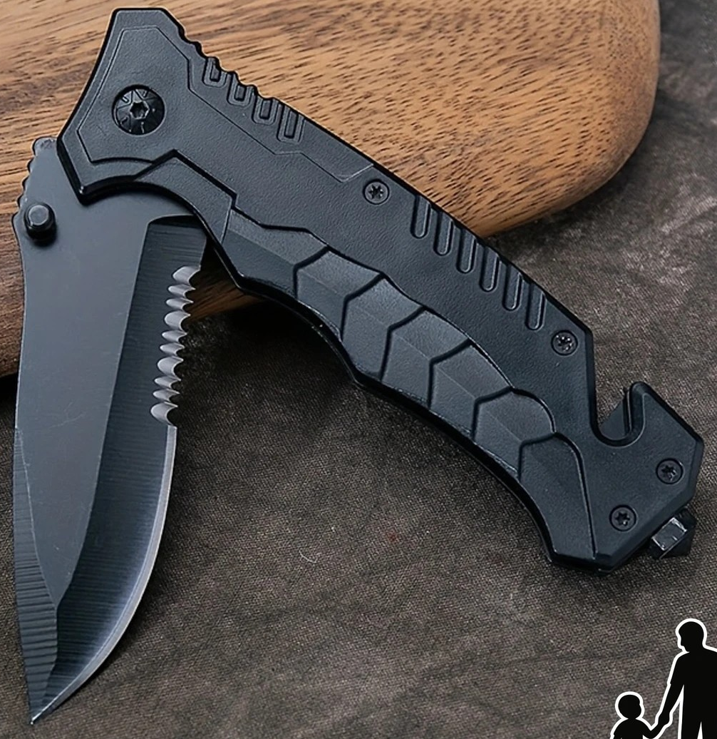 "New" Black Men's EDC Glass Breaking Pocket Knife for Emergency Outdoor Survival 23