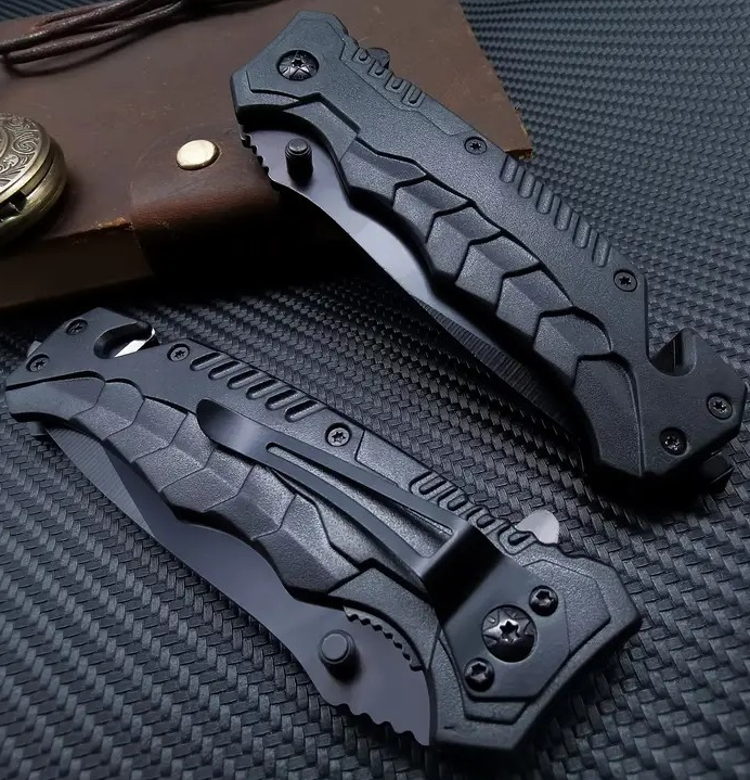 "New" Black Men's EDC Glass Breaking Pocket Knife for Emergency Outdoor Survival 23