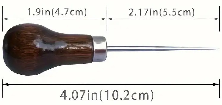 "New" Stainless Steel Awl with Wooden Handle 16