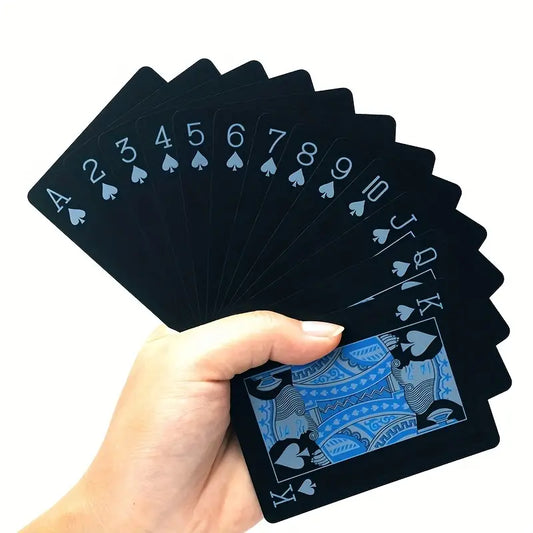 "New" 1 Full Set of Flexible Waterproof Black & Blue Playing Cards                                             12