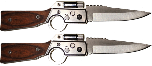 "New" (2 Pack) High Hardness Stainless Steel EDC Folding Knife w/Emergency LED Light                                       4