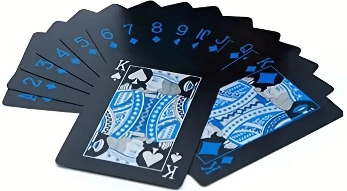 "New" 1 Full Set of Flexible Waterproof Black & Blue Playing Cards                                             12