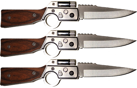 "New" (3 Pack) High Hardness Stainless Steel EDC Folding Knife w/Emergency LED Light                       4                 4
