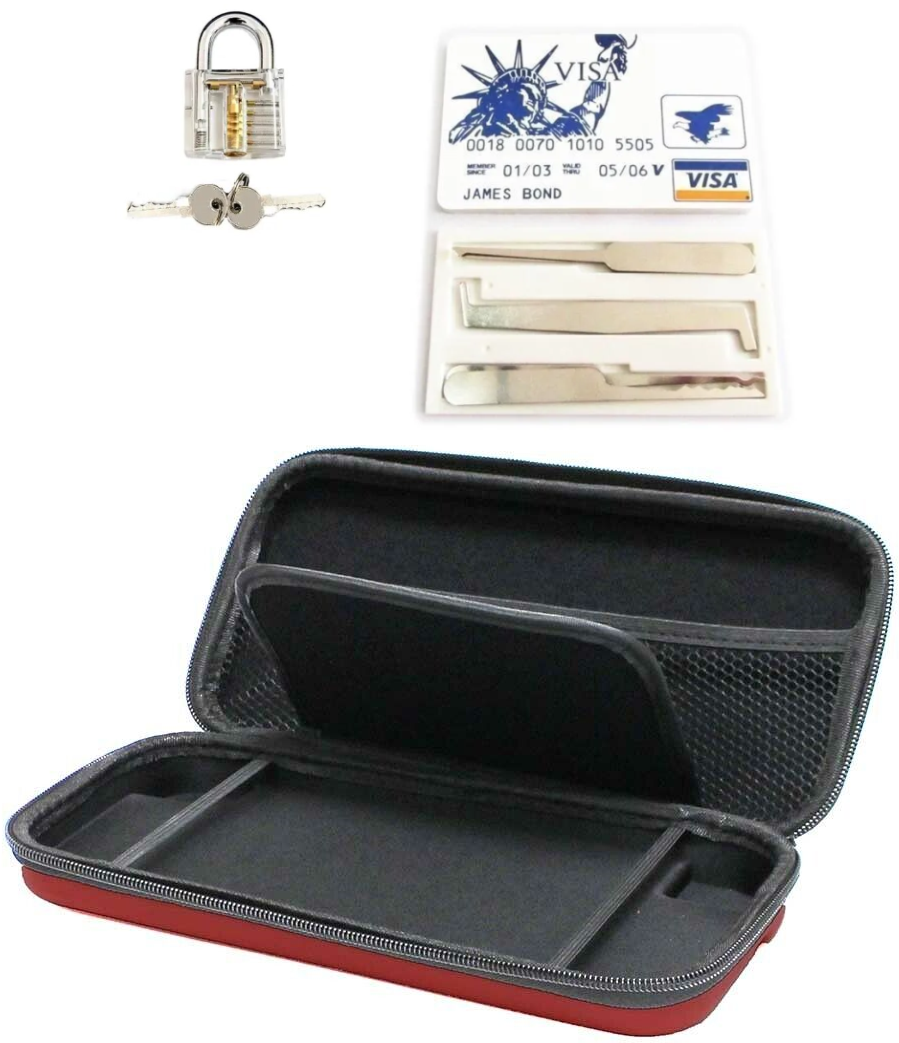 "New" Switch Carrying Case w/Locksmith Training Tools & Transparent Mini Lock