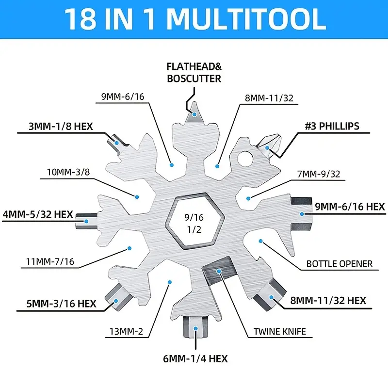 "New" 18-in-1 Stainless Steel Snowflake Multitool                                                                      15