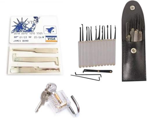 "New" 21 Pc Locksmith Training Set w/Pouch & Case and Mini Transparent Lock