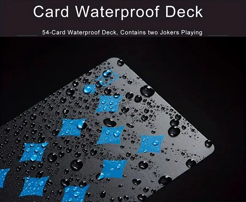 "New" 1 Full Set of Flexible Waterproof Black & Blue Playing Cards                                             12