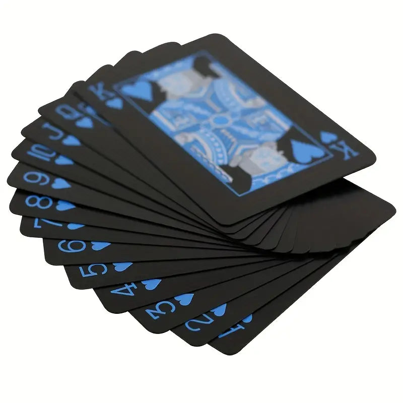 "New" 1 Full Set of Flexible Waterproof Black & Blue Playing Cards                                             12