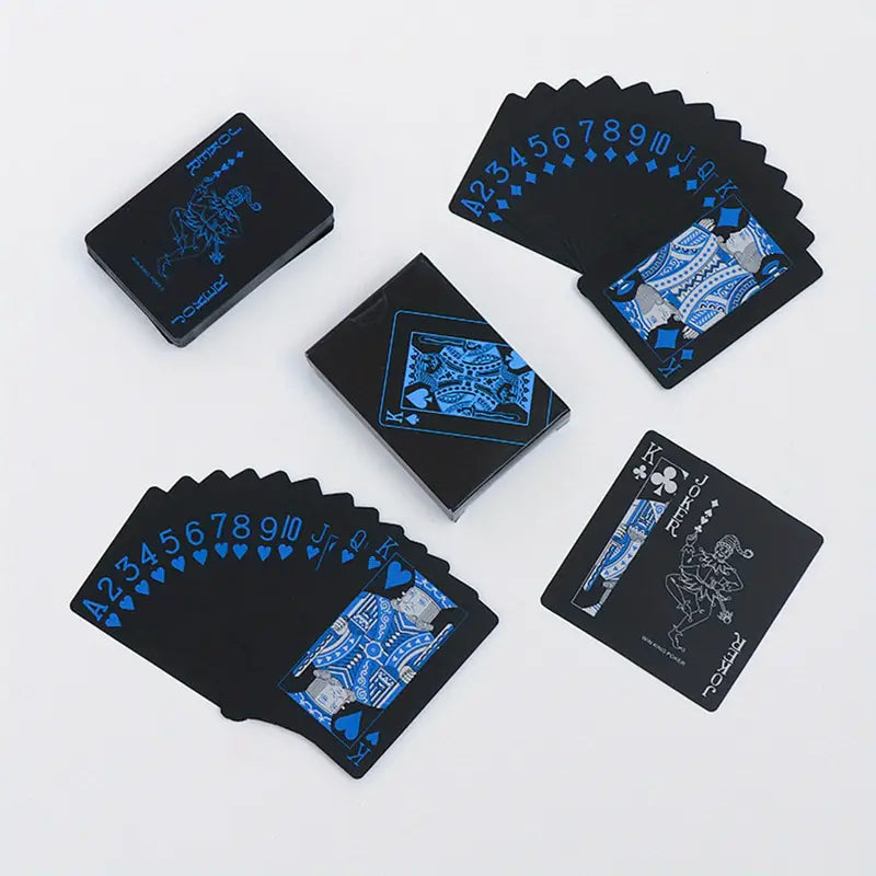 "New" 1 Full Set of Flexible Waterproof Black & Blue Playing Cards                                             12