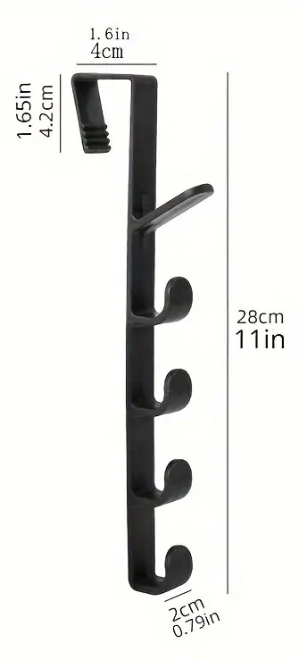 "New" Black Portable 5 Coat and Towel Hook for Doors                                                                           13