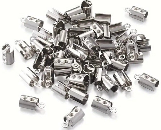 "New" 140 Pcs Tiny Stainless Steel Fold Over Clasp/Crimp/Clamp Ending Tips    15