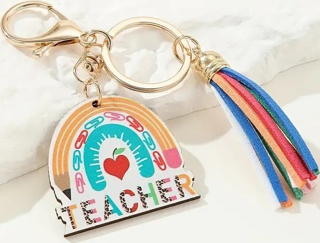 "New" Teacher Rainbow Tag Keychain - Perfect Gift for Teachers                16