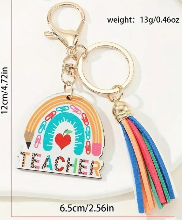 "New" Teacher Rainbow Tag Keychain - Perfect Gift for Teachers                16