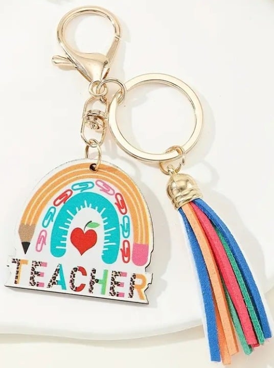 "New" Teacher Rainbow Tag Keychain - Perfect Gift for Teachers                16