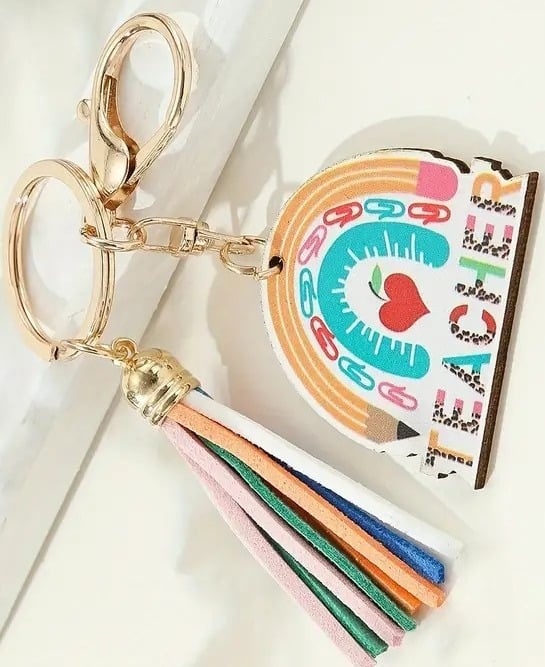 "New" Teacher Rainbow Tag Keychain - Perfect Gift for Teachers                16