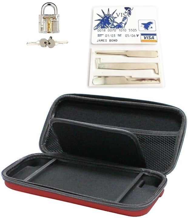 "New" Switch Carrying Case  w/Locksmith Training Tools &amp; Transparent Mini Lock