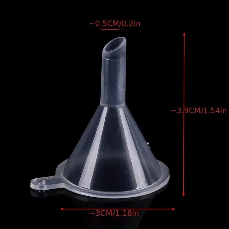 "New" 10Pcs Clear Mini Plastic Funnels for Lab Bottles, Essential Oils, &amp; Spices