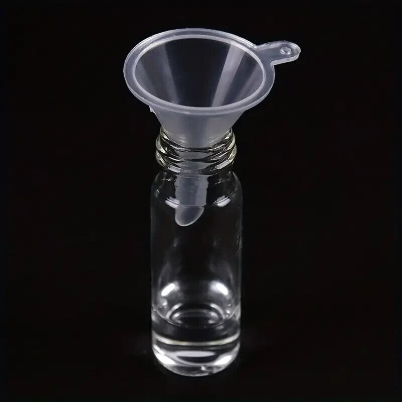 "New" 10Pcs Clear Mini Plastic Funnels for Lab Bottles, Essential Oils, &amp; Spices