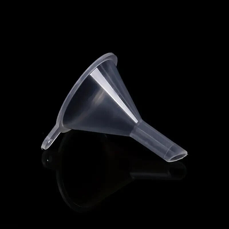 "New" 10Pcs Clear Mini Plastic Funnels for Lab Bottles, Essential Oils, &amp; Spices