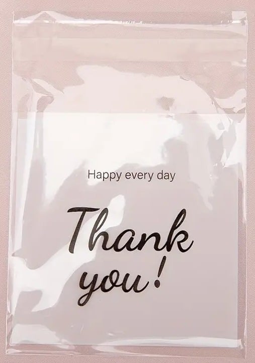 "New" 50Pc Transparent "Thank You" Words Adhesive Bags 3 In x 4 In            18