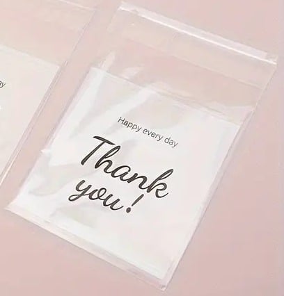 "New" 50Pc Transparent "Thank You" Words Adhesive Bags 3 In x 4 In            18