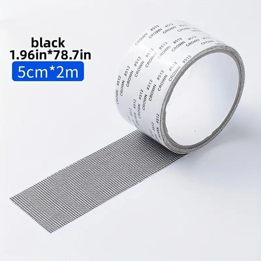 "New" 1 Black Roll Window Screen Repair Tape, Self Adhesive Mesh Tape      12