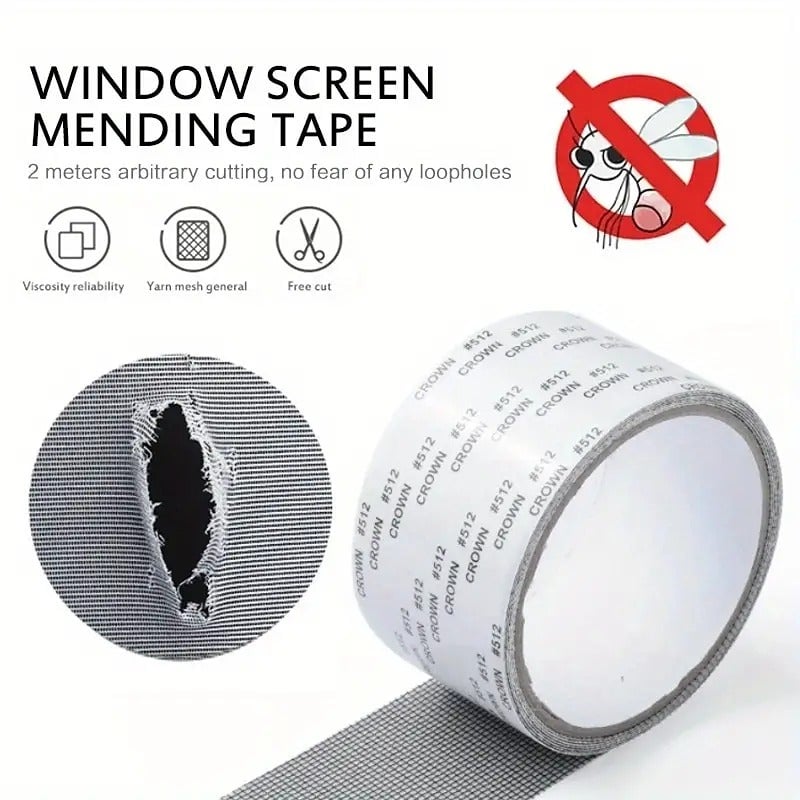 "New" 1 Black Roll Window Screen Repair Tape, Self Adhesive Mesh Tape      12