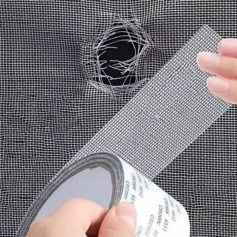 "New" 1 Black Roll Window Screen Repair Tape, Self Adhesive Mesh Tape      12