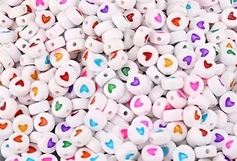 "New" 100 Pcs 7mm Mixed Color Love Acrylic Beads                              13