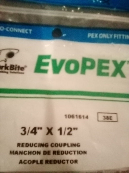 697285045118 "New" Evopex 3/4" X 1/2" Push Plastic Pipe Reducing Coupling K058Z3