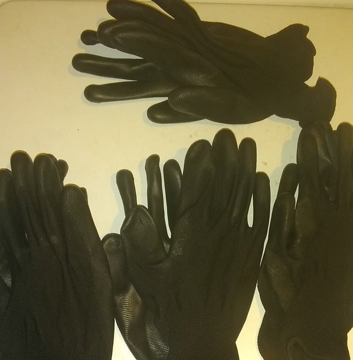 "New" (4 Pairs) Breathable PU Work Gloves - Black                             20