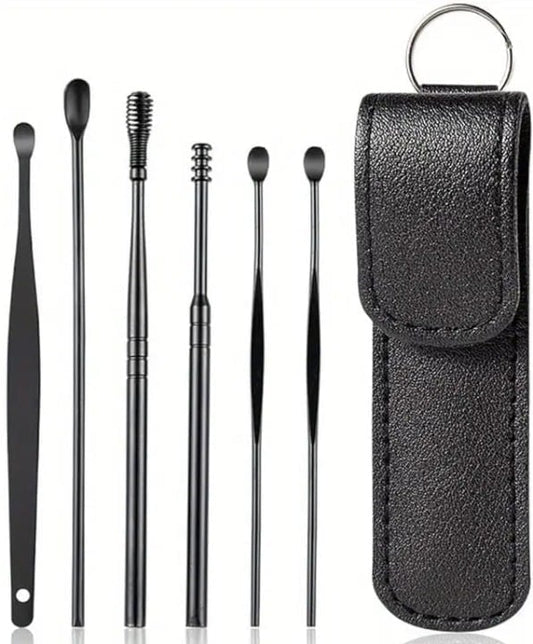 "New" Professional 6-Piece Stainless Steel Ear Cleaning Kit w/Travel PU Bag   20