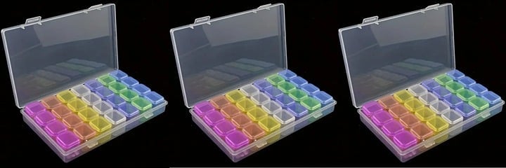 "New" (3 Pack) 28 Grids Multicolored Compartment Organizer Storage Box        20