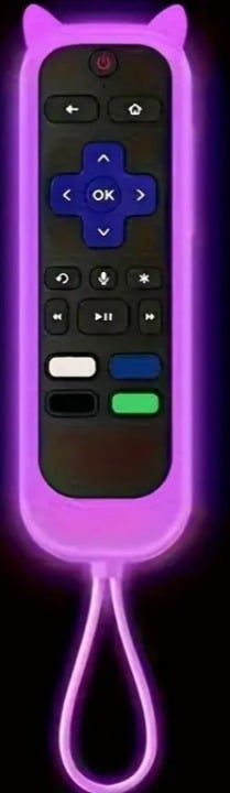 "New" Purple Universal Silicone Roku Remote Cover: Luminous Cat Ears Design   20
