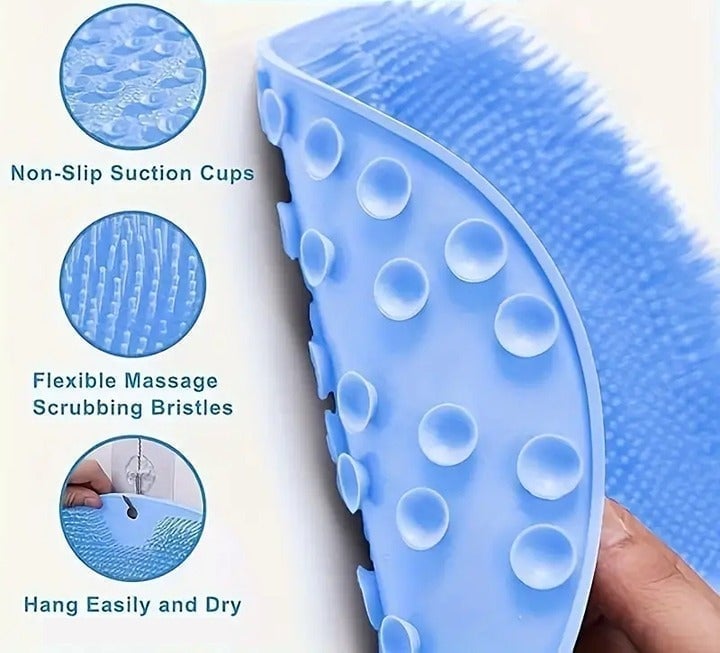 "New" Silicone Bath/Shower Wall Mounted Back Scrubber w/Non-Slip Suction Cups 19