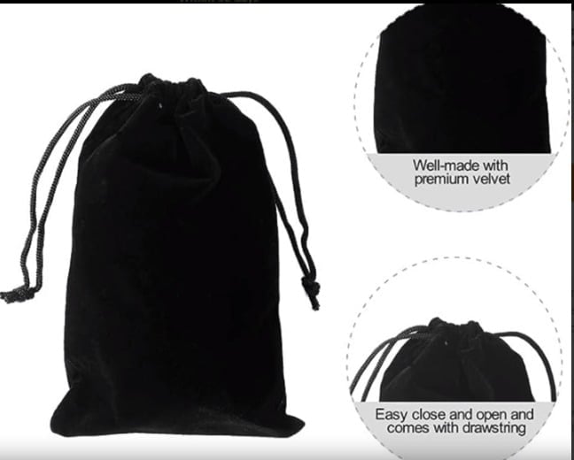 "New" (2 Pack) Black Velvet Drawstring Storage Bag                            13