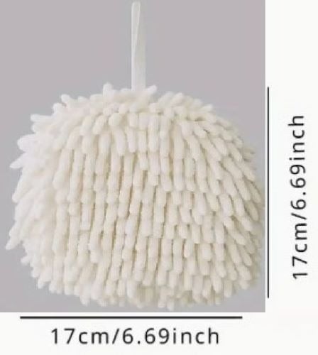 "New" Fluffy Chenille Hanging, Absorbent, Bathroom Towel Ball                 18