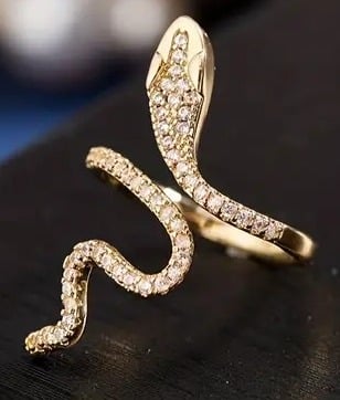 "New" Chic Snake Wrap Ring with Paved Shining Zircon - Trendy Jewelry         16