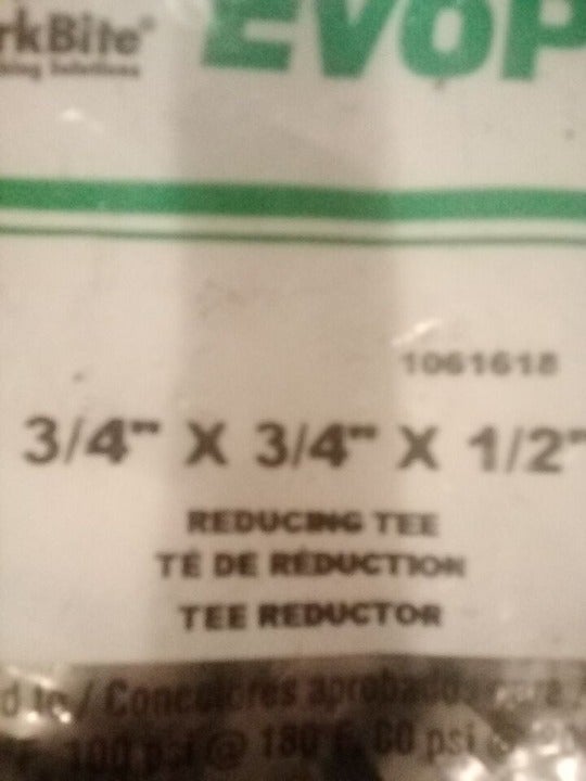 697285045408 "New"SharkBite EvoPEX 3/4" x 3/4" x 1/2" Reducing Tee (3 PK) K412Z3