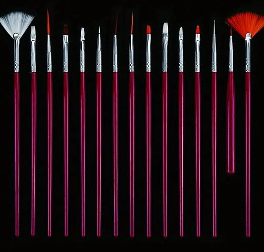 "New" Rose 15Pcs Fine Detail Paint Brush Set for Acrylic and Oil Kits         16