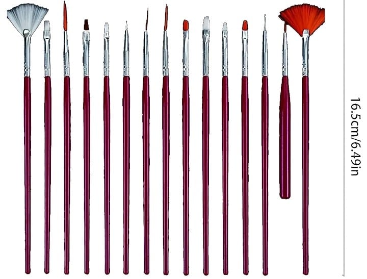 "New" Rose 15Pcs Fine Detail Paint Brush Set for Acrylic and Oil Kits         16