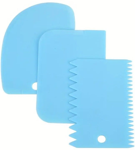 "New" 3Pcs Cake Blue Scraper Smoother Set                                     14