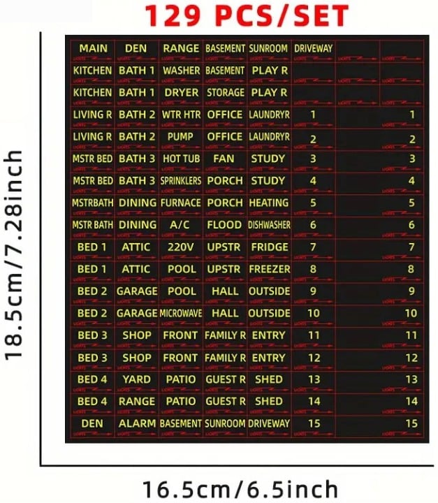 "New" 129 Circuit Breaker Box Labels - Weatherproof and Easy to Identify      19