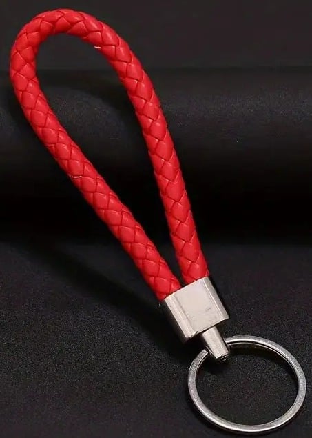 "New" Red Faux Braided Rope Keychain                                          18